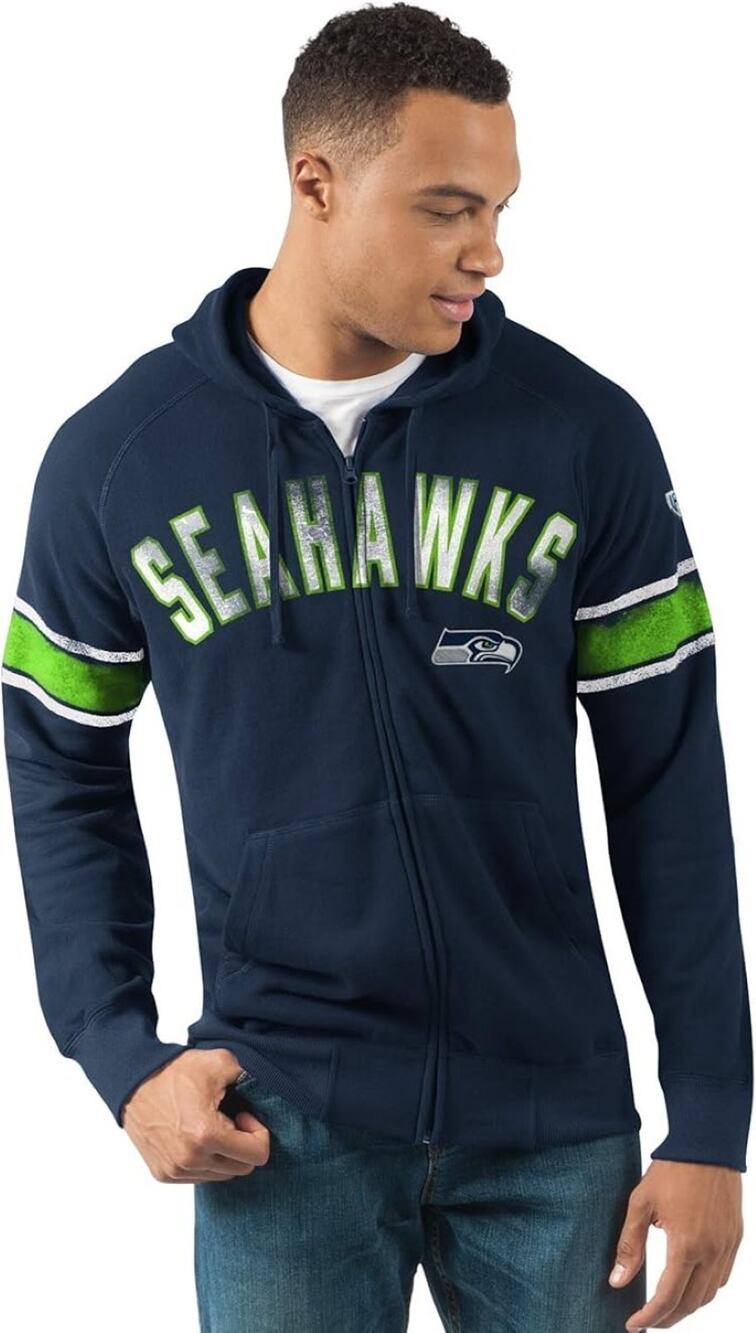 Men's Seattle Seahawks NFL Arena Full Zip Hooded Sweatshirt - M